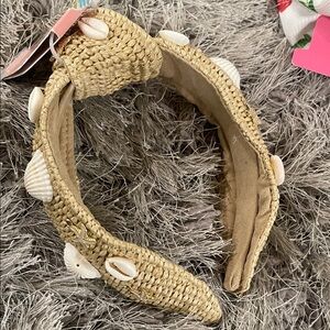 Straw Shell-Embellished Headband - Natural